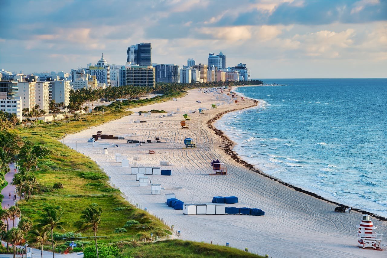 Florida beach coastline and ocean view